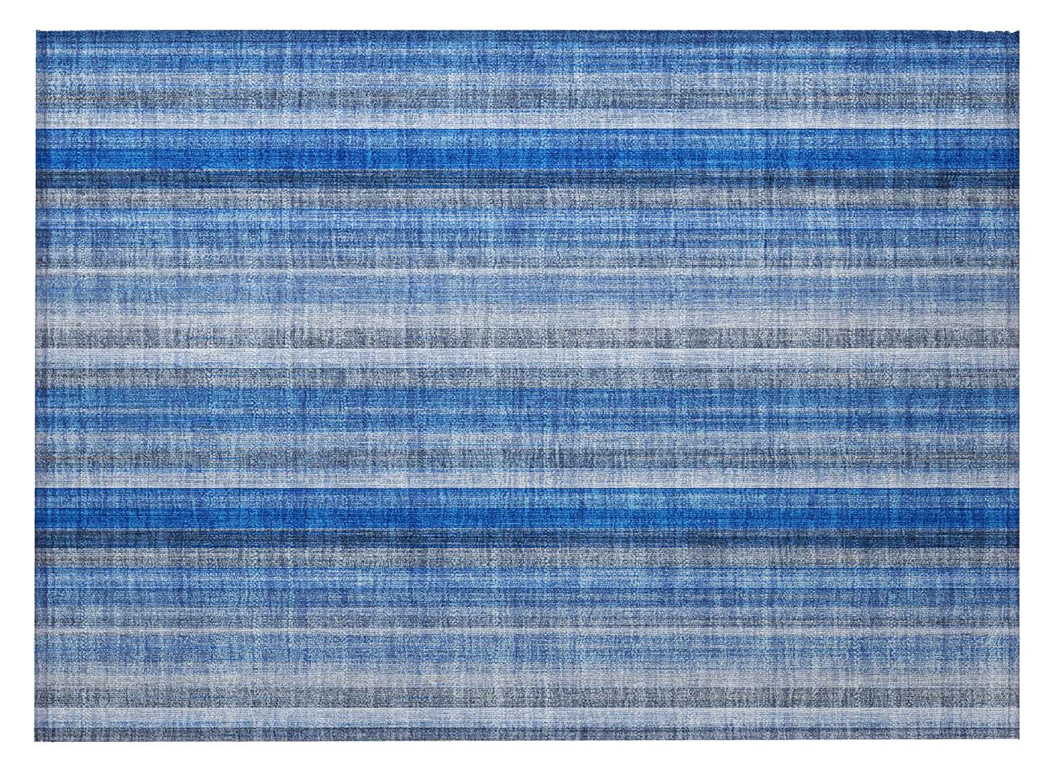 2' X 3' Blue Striped Washable Non Skid Indoor Outdoor Area Rug