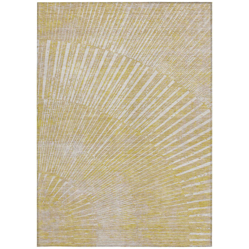 10' X 14' Wheat Abstract Washable Non Skid Indoor Outdoor Area Rug