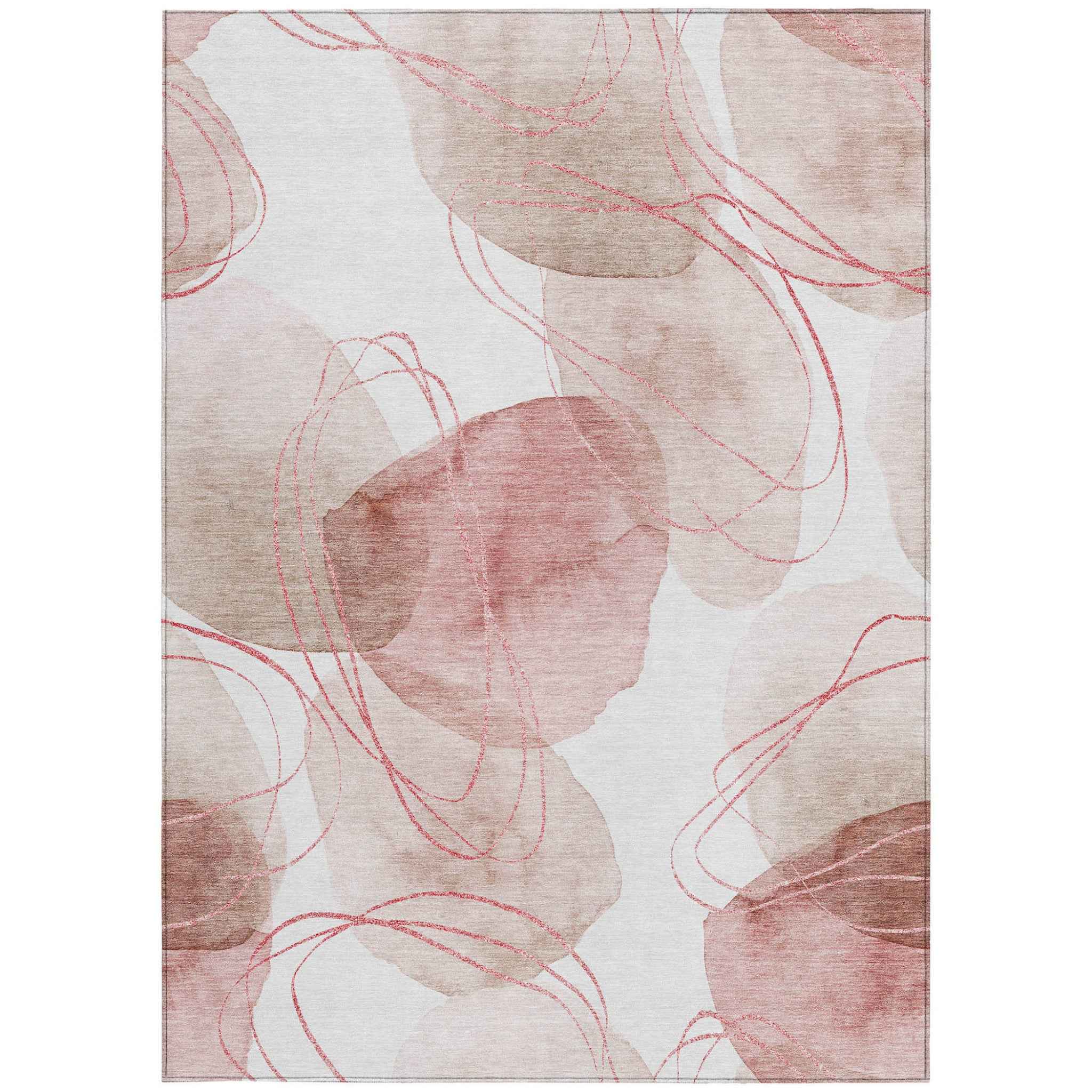 8' X 10' Merlot and Ivory Abstract Washable Non Skid Indoor Outdoor Area Rug