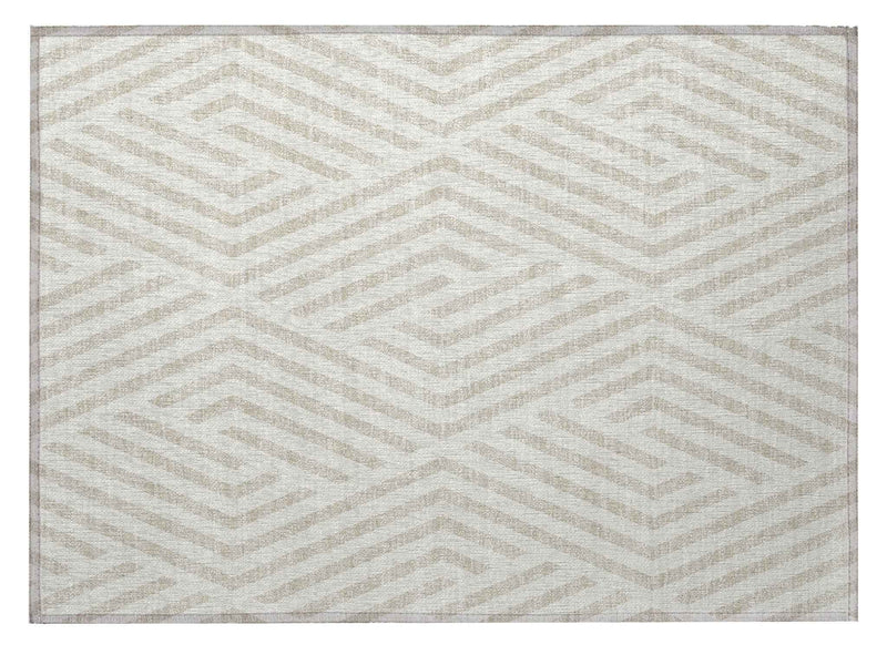 2' X 3' Beige and Ivory Geometric Washable Non Skid Indoor Outdoor Area Rug