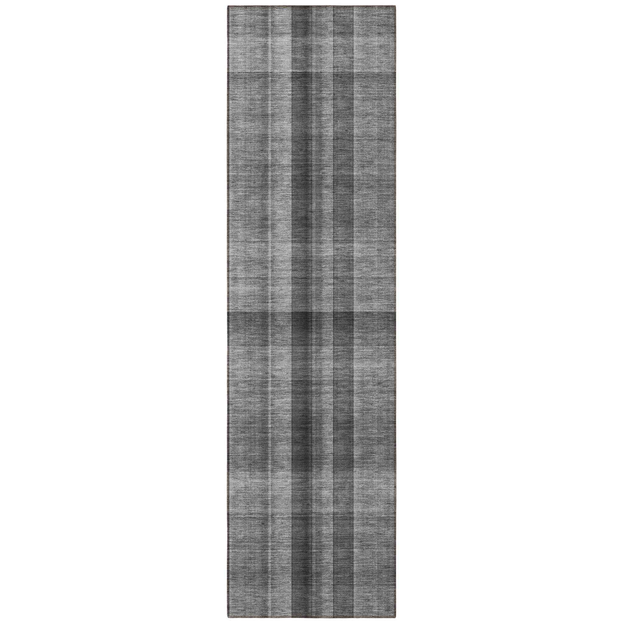8' Runner Gray Plaid Washable Non Skid Indoor Outdoor Runner Rug