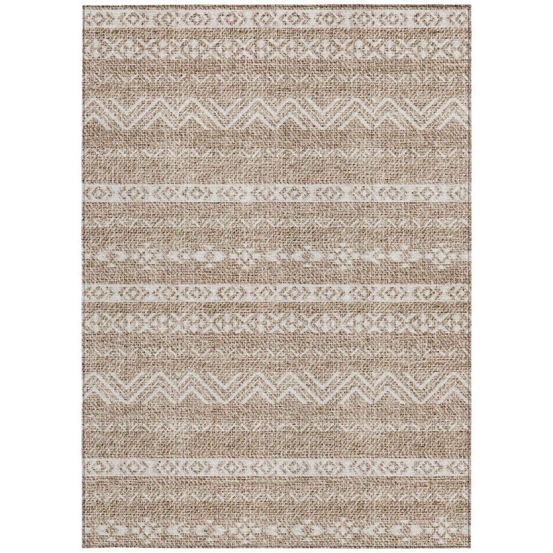 8' X 10' Brown And Beige Southwestern Washable Indoor Outdoor Area Rug