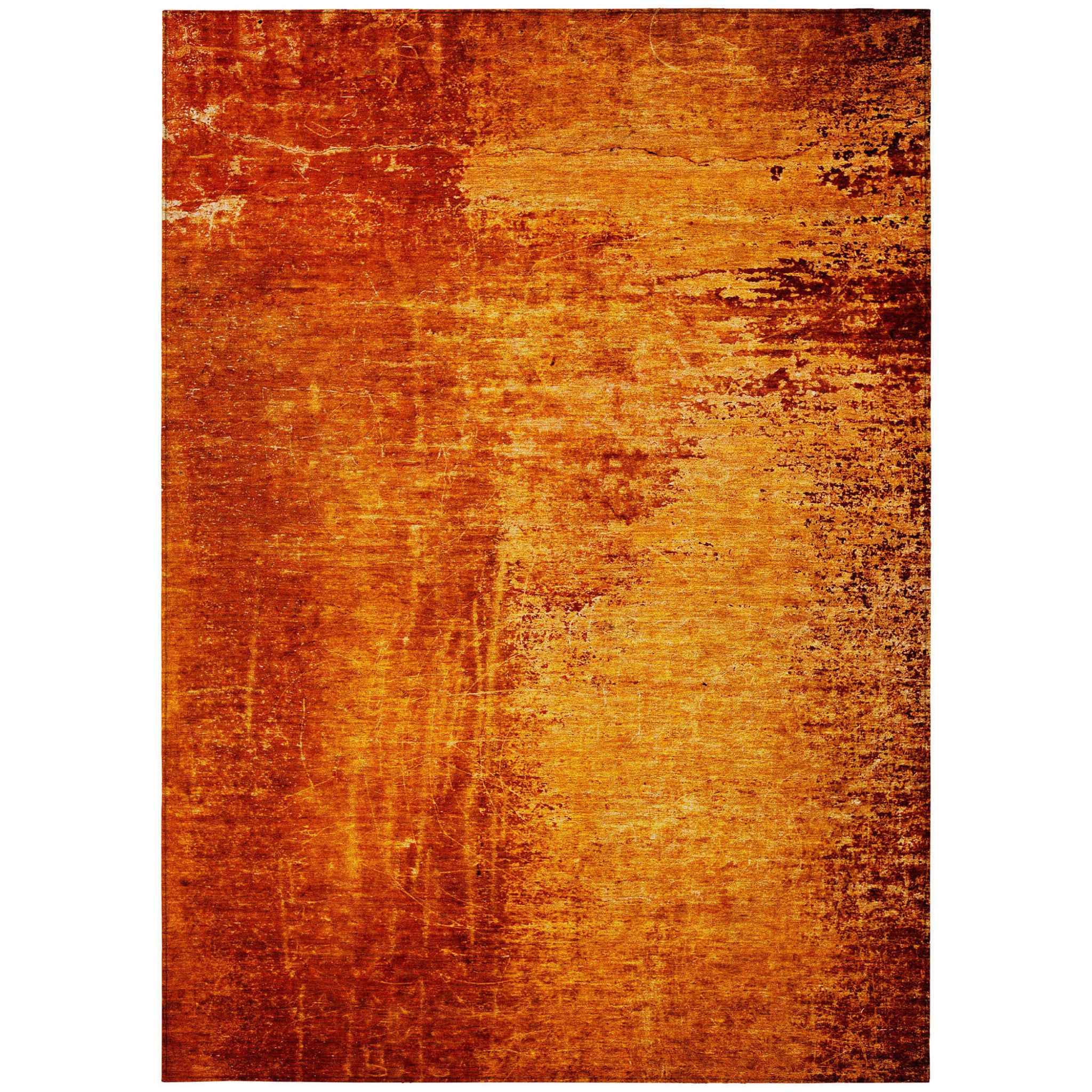 8' X 10' Orange Abstract Washable Non Skid Indoor Outdoor Area Rug