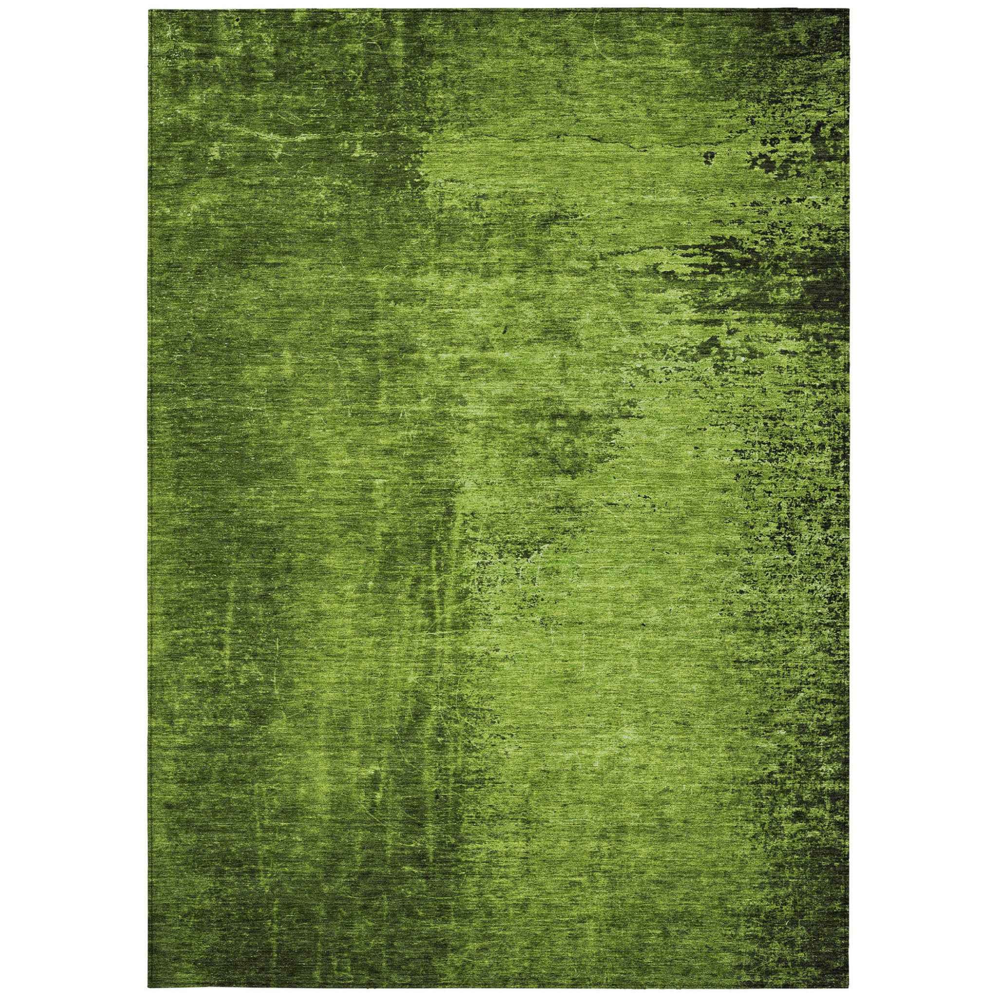 8' X 10' Green Abstract Washable Non Skid Indoor Outdoor Area Rug