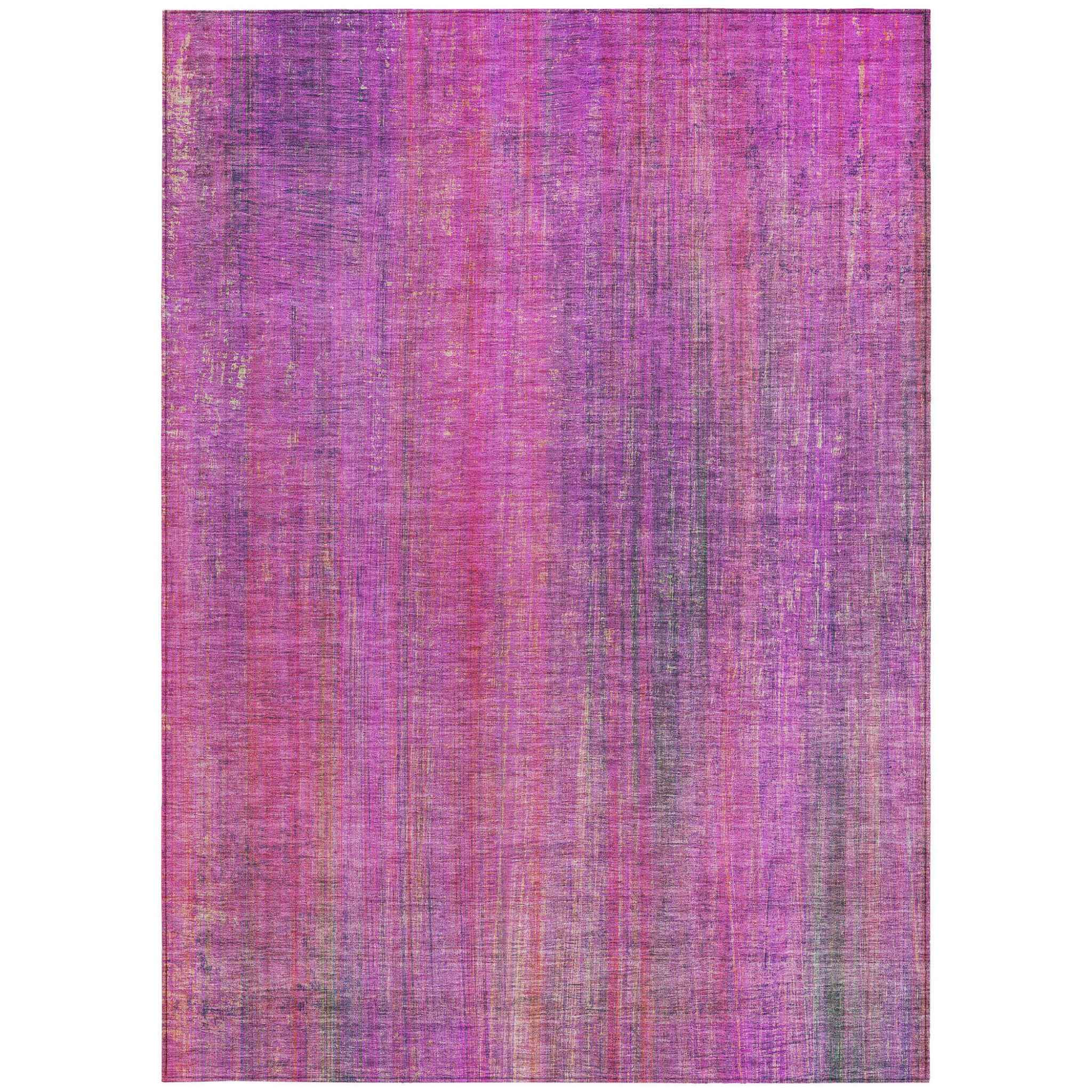 8' X 10' Lilac Striped Washable Non Skid Indoor Outdoor Area Rug