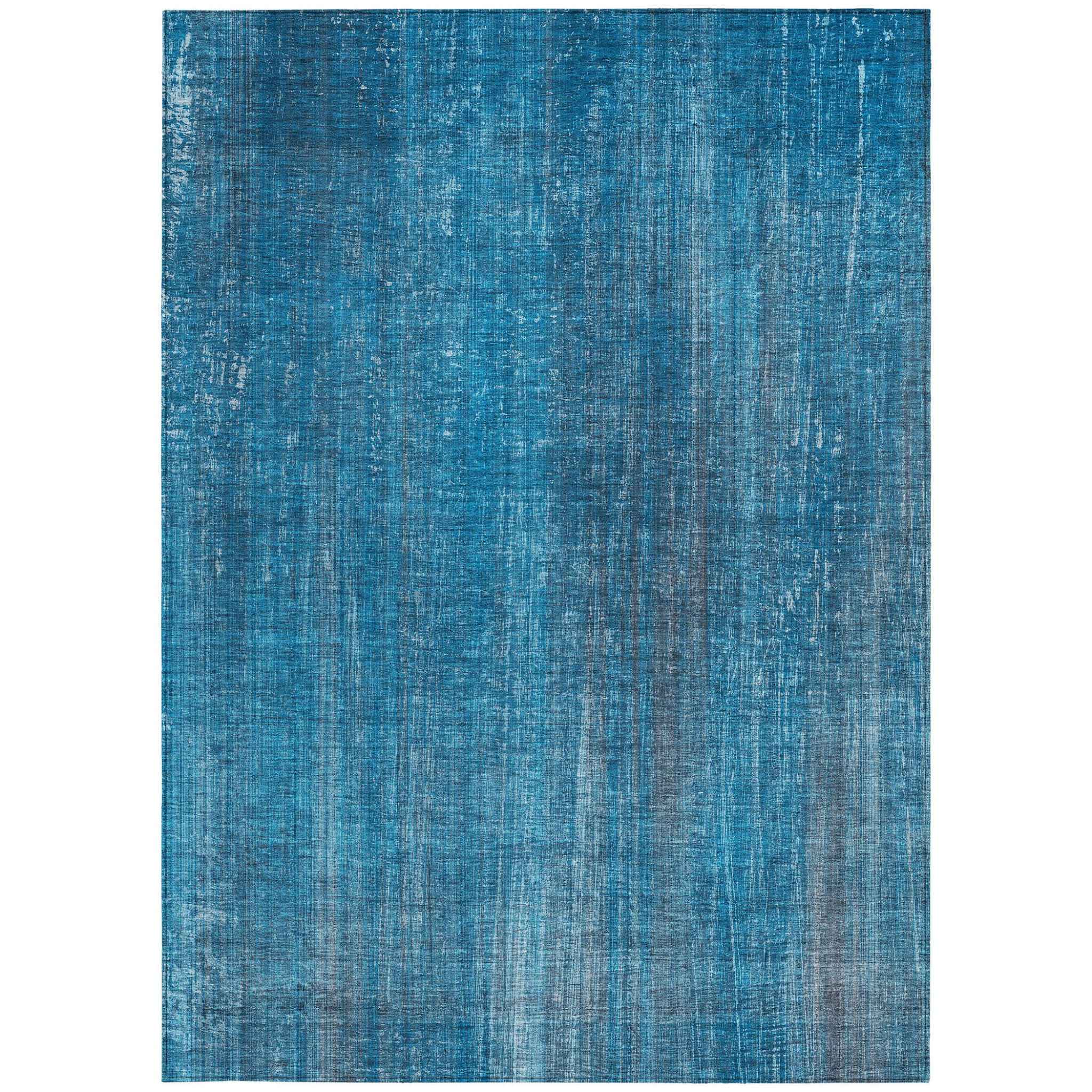 3' X 5' Blue Striped Washable Non Skid Indoor Outdoor Area Rug