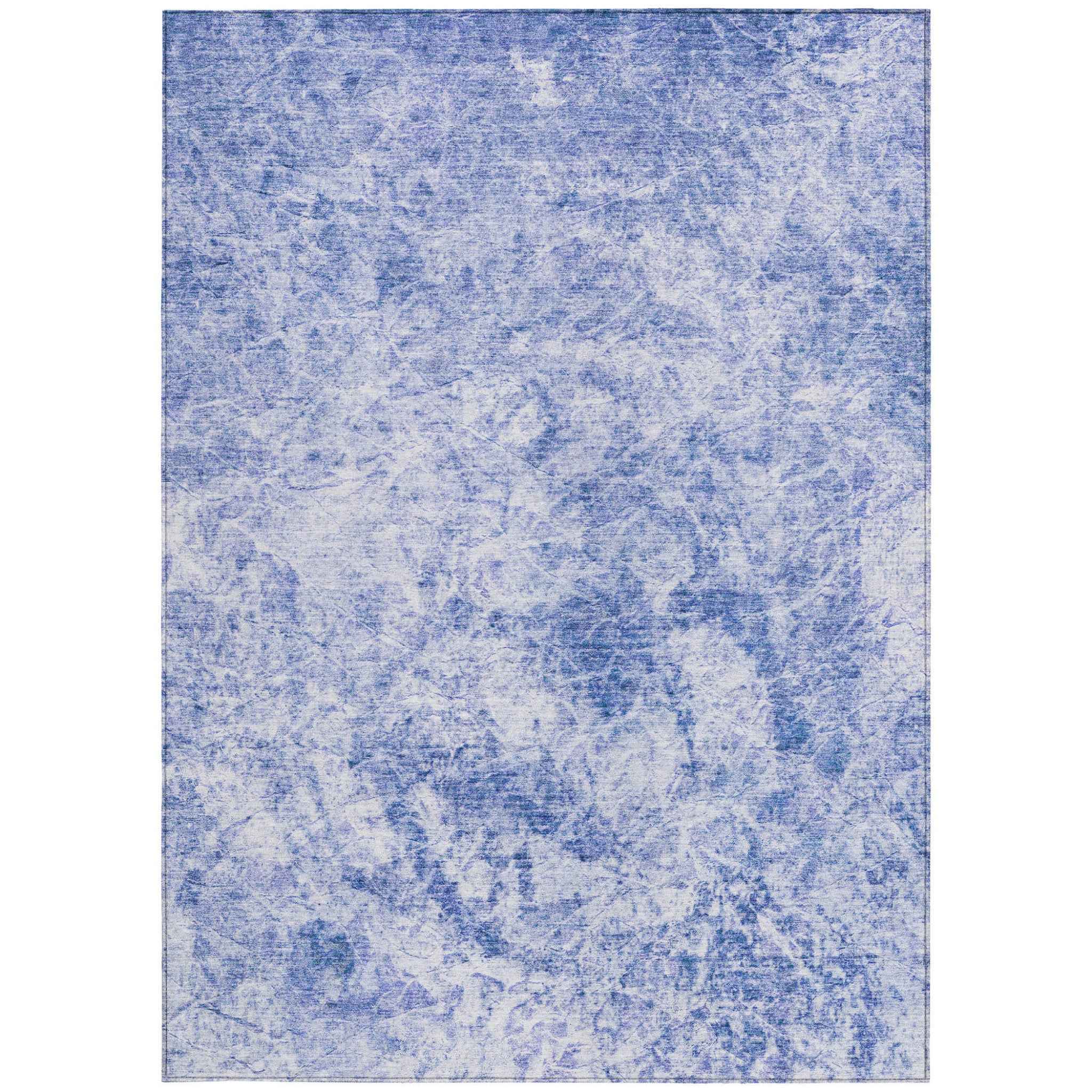 8' X 10' Blue Abstract Washable Non Skid Indoor Outdoor Area Rug