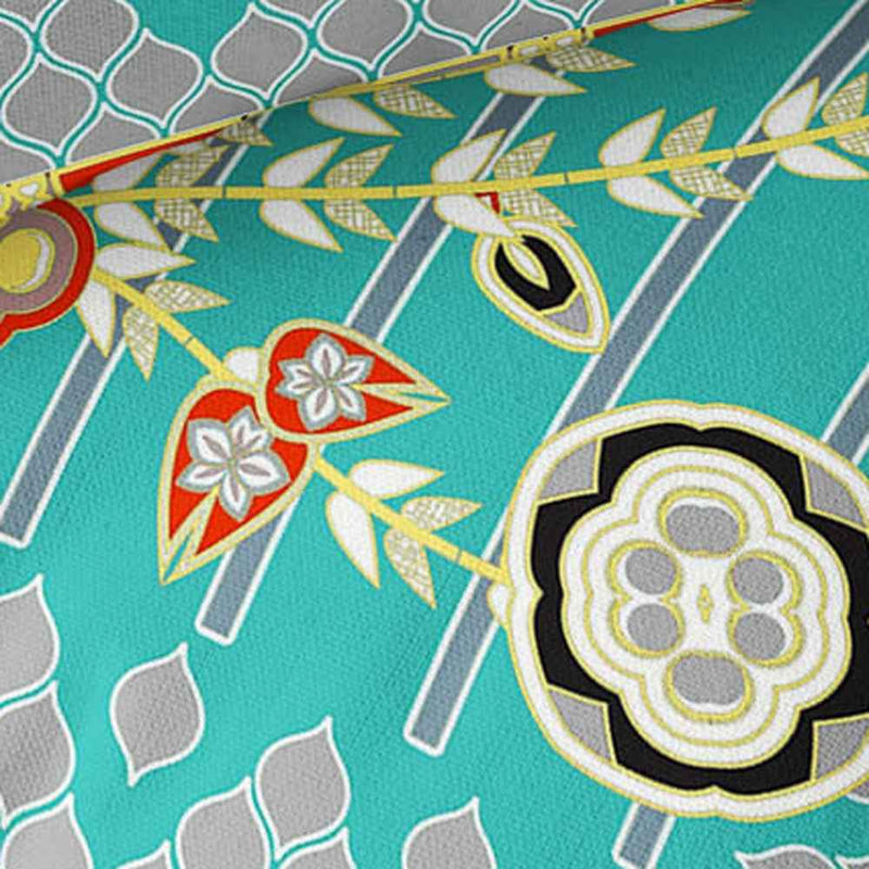 Set of Two 16" X 16" Blue and Yellow Peacock Blown Seam Floral Indoor Outdoor Throw Pillow