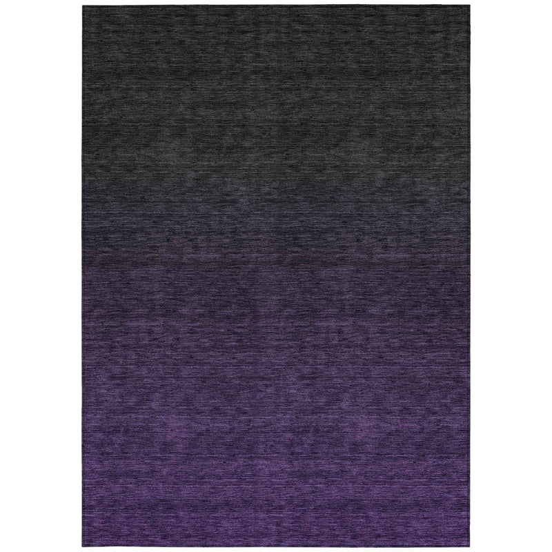 10' X 14' Eggplant Purple And Charcoal Abstract Washable Indoor Outdoor Area Rug