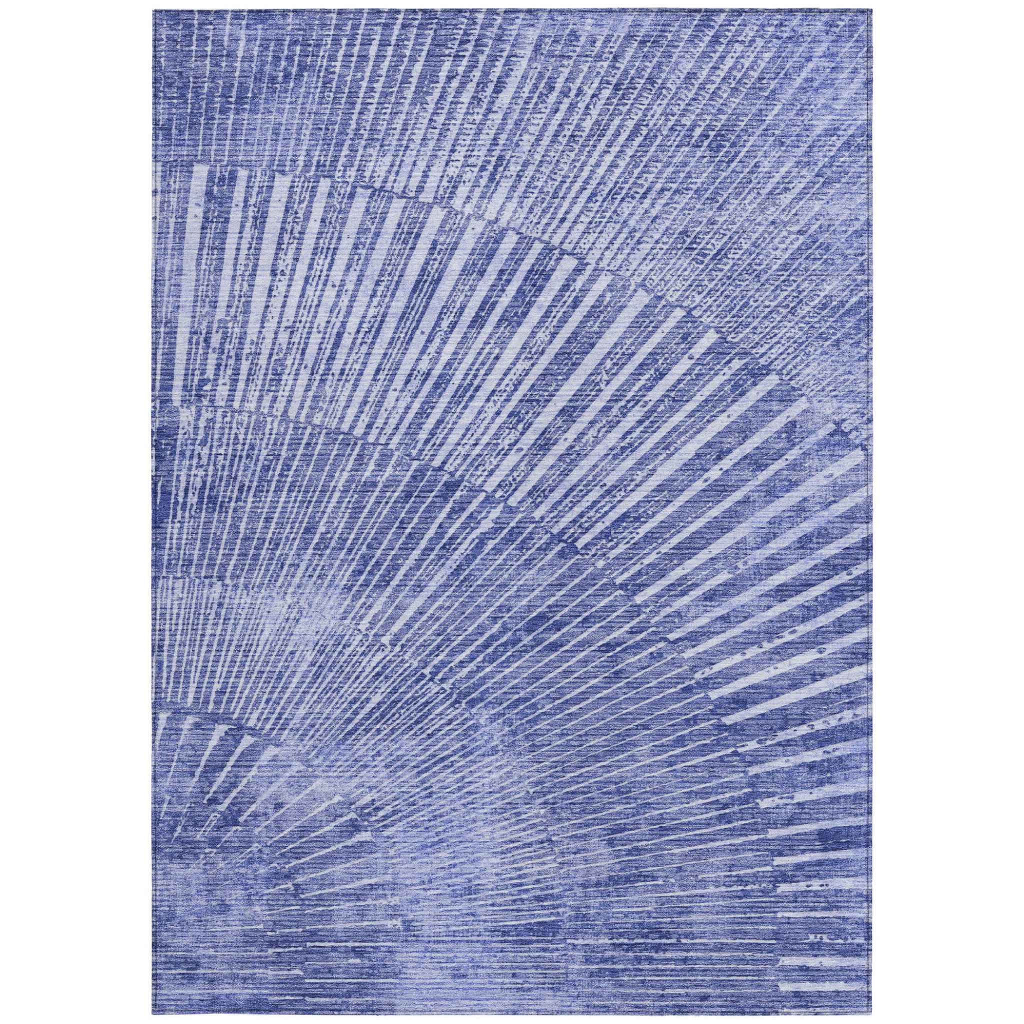 3' X 5' Navy Blue Abstract Washable Non Skid Indoor Outdoor Area Rug