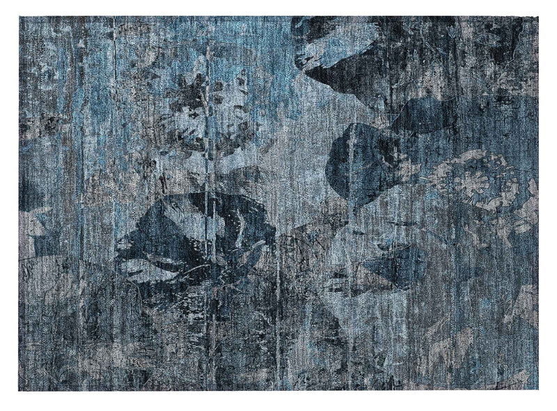 2' X 3' Blue and Dark Blue Abstract Washable Indoor Outdoor Area Rug