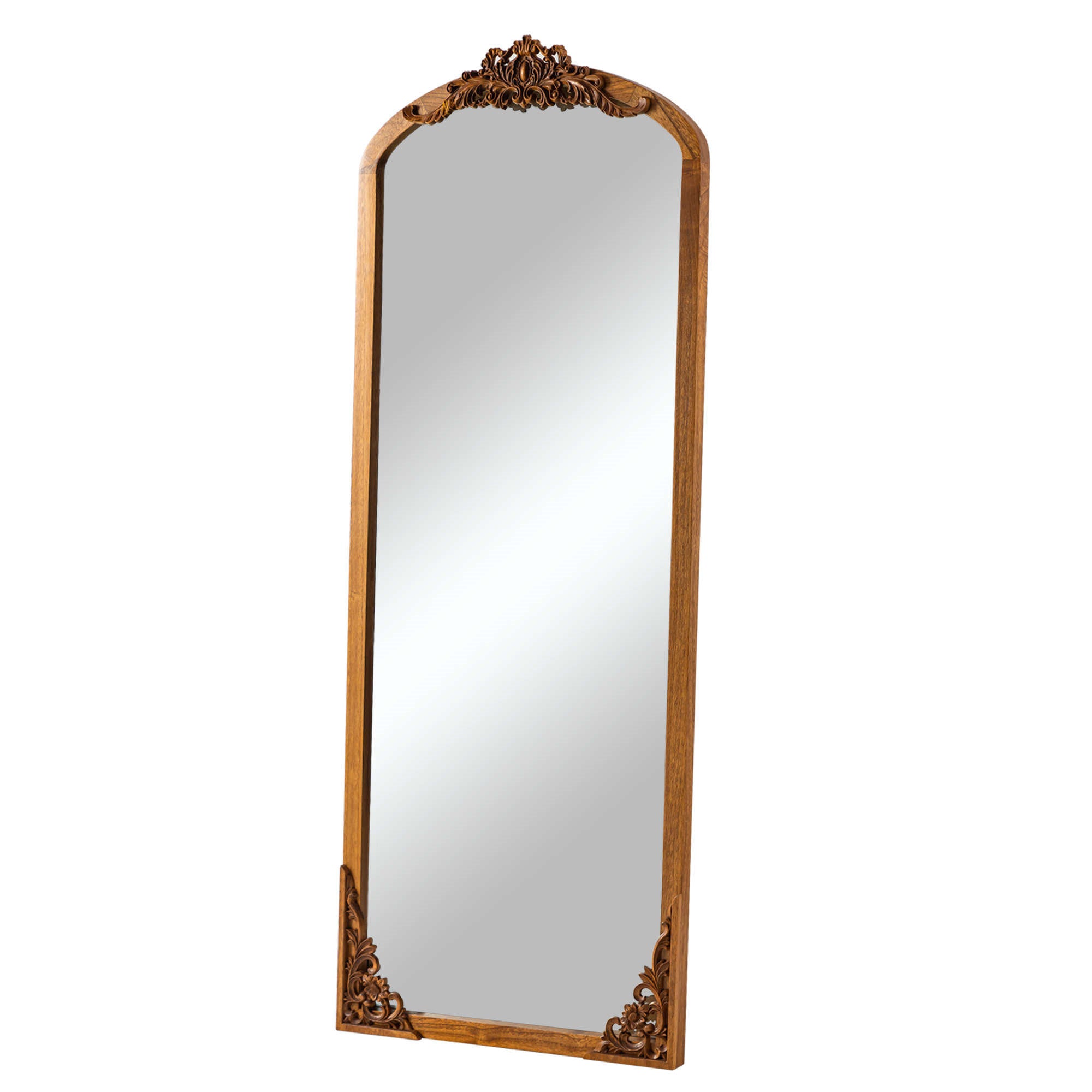 64" Brown Solid Wood Framed Full Length Mirror - Bed & Bath