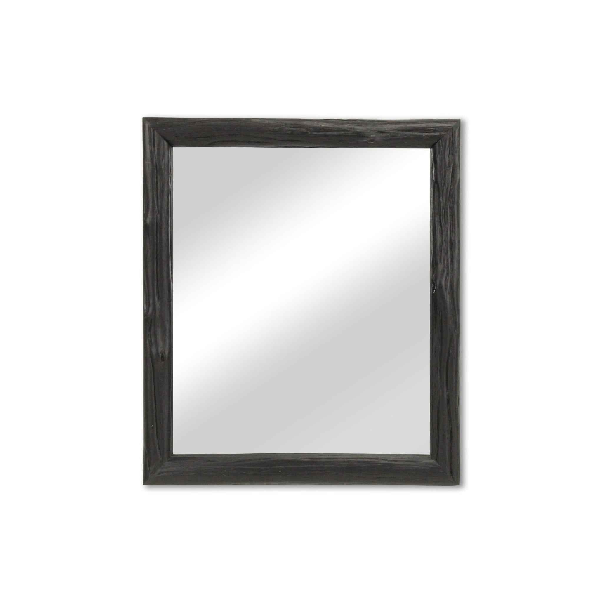 20" Black Solid Wood Accent Mirror