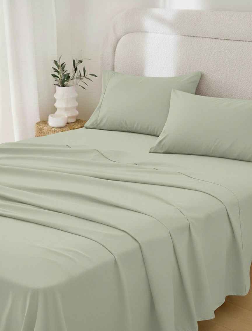Sage Cotton King Pillowcases