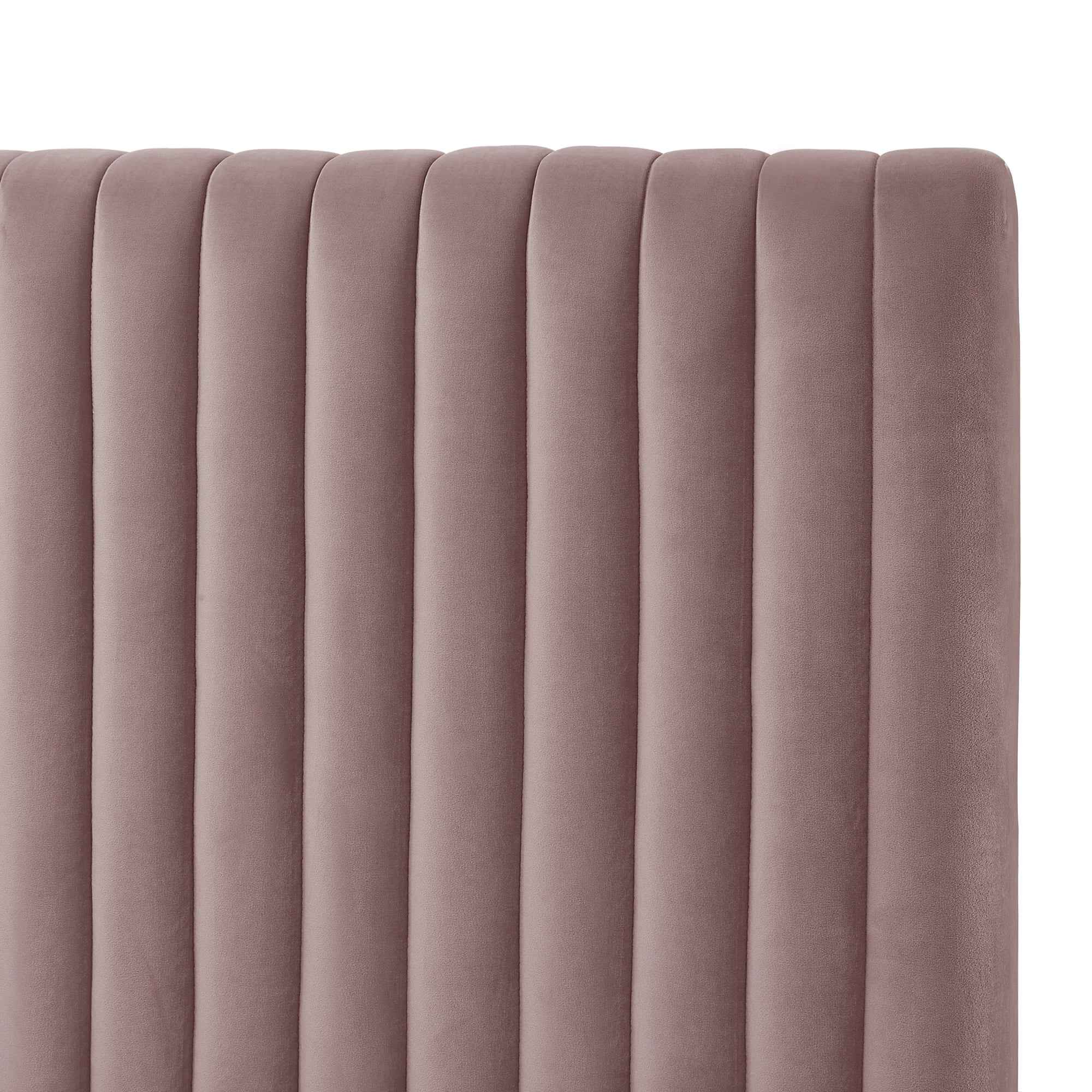 Blush Tufted Velvet Upholstered Queen Bed Frame
