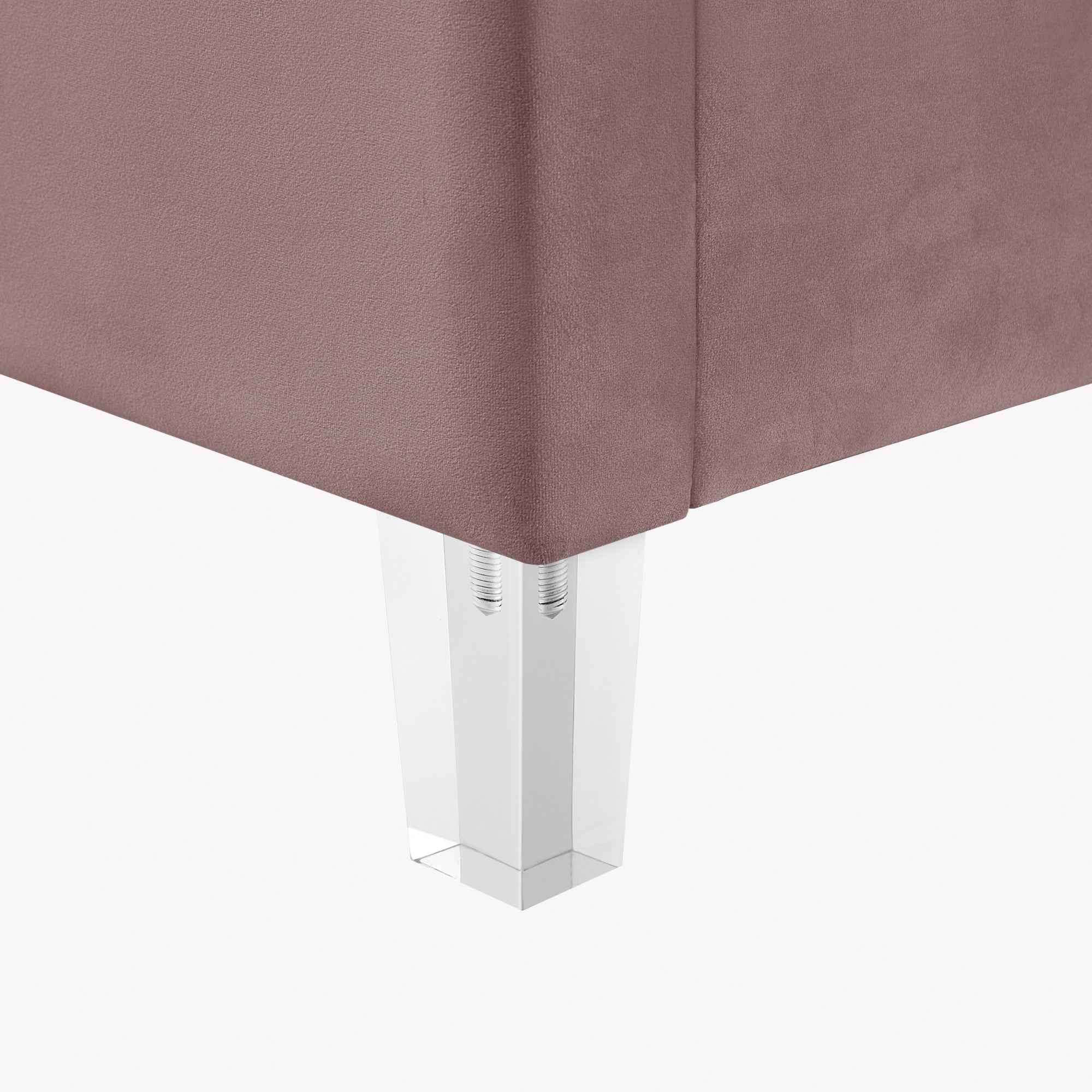 Blush Tufted Velvet Upholstered Queen Bed Frame