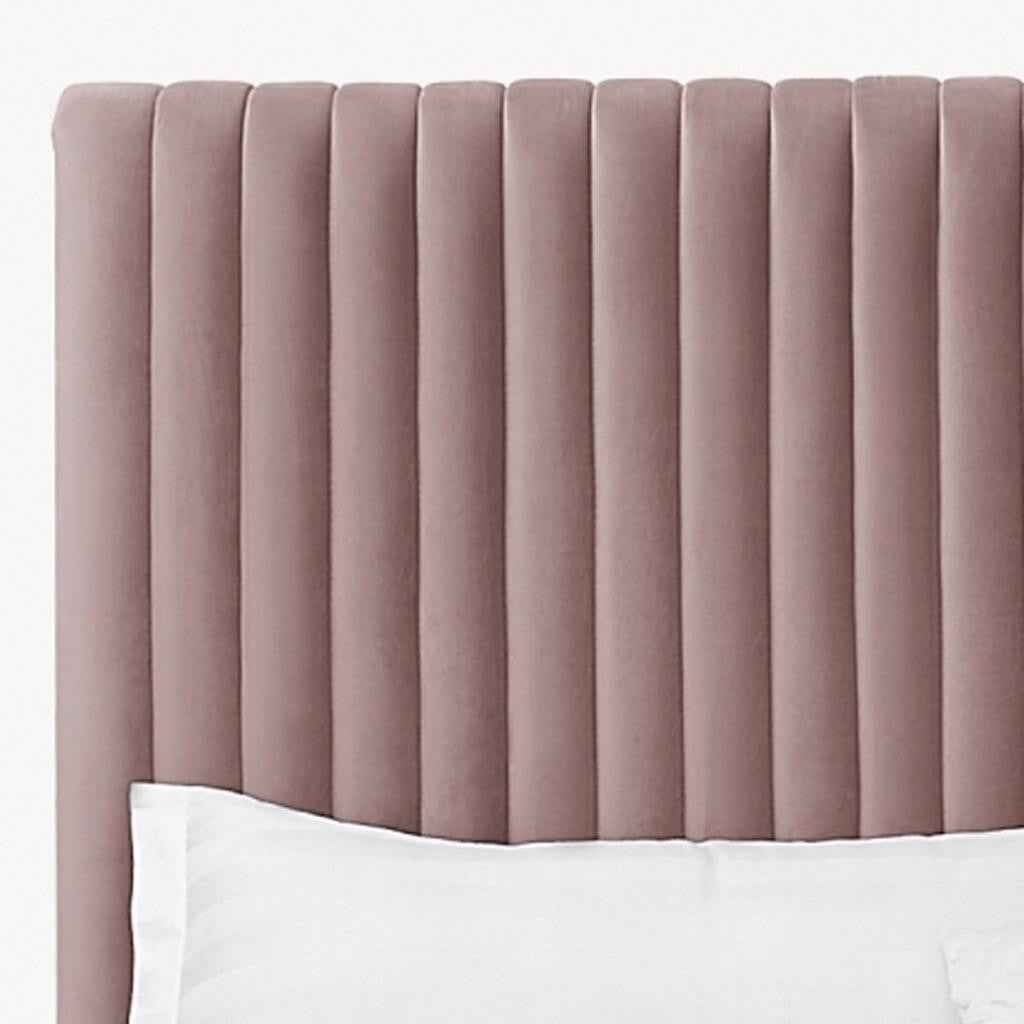 Blush Tufted Velvet Upholstered Queen Bed Frame