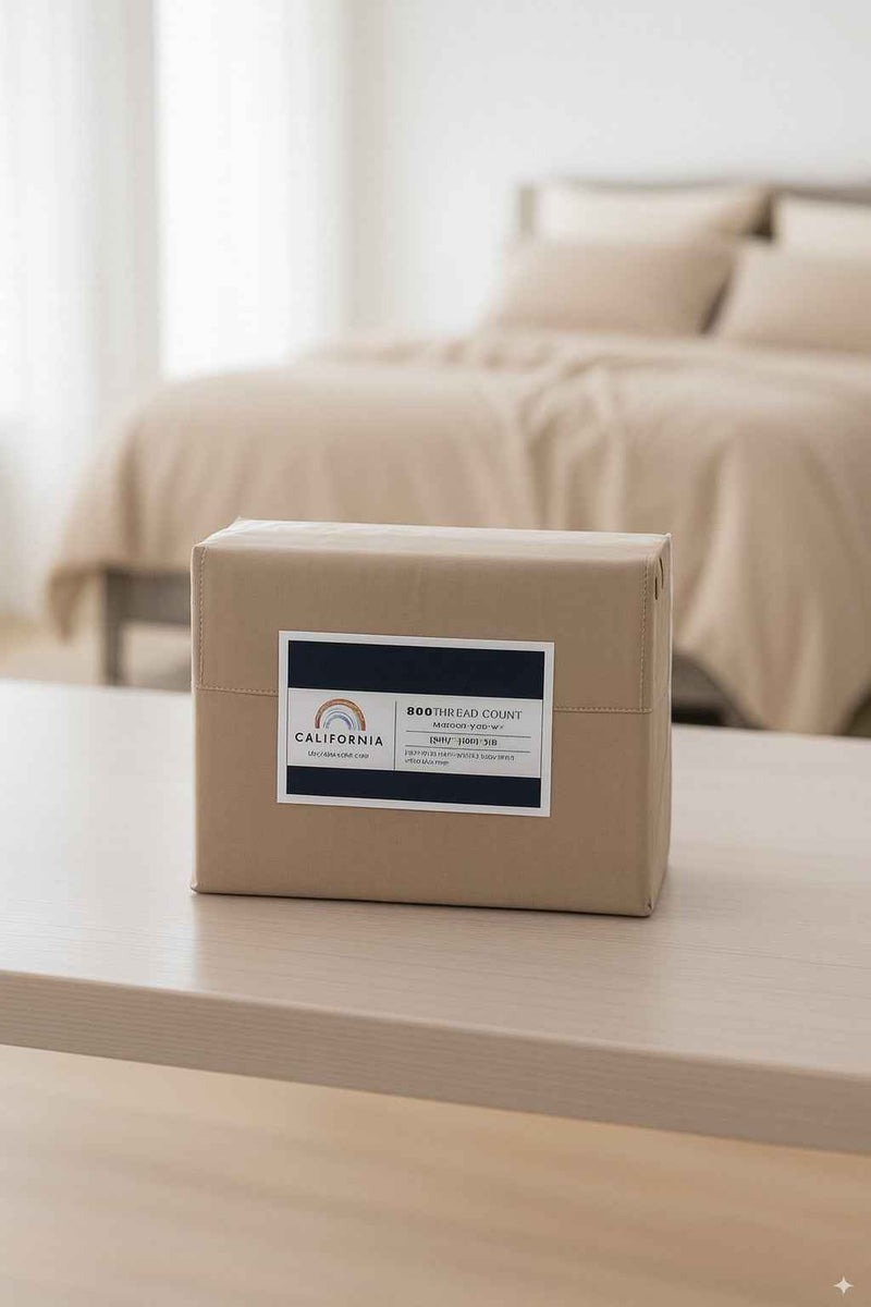 Four Piece Light Brown Cotton King Sheet Set