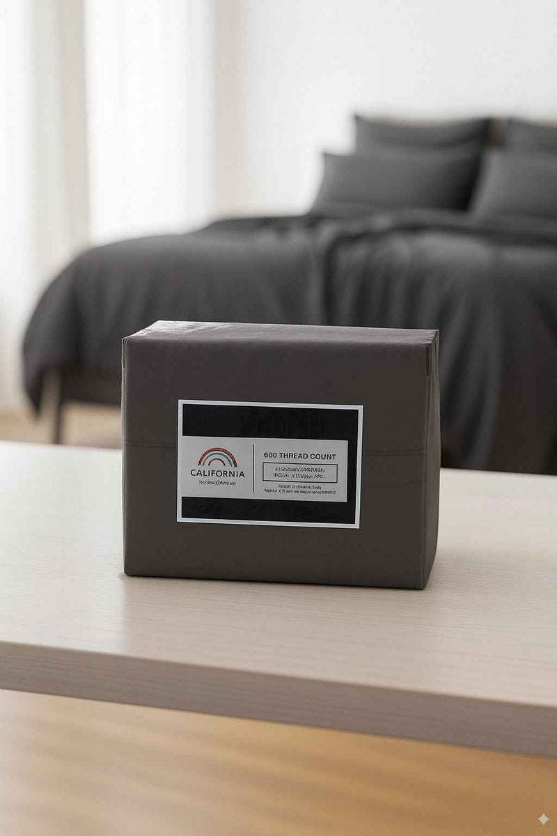 Four Piece Charcoal Cotton Queen Sheet Set