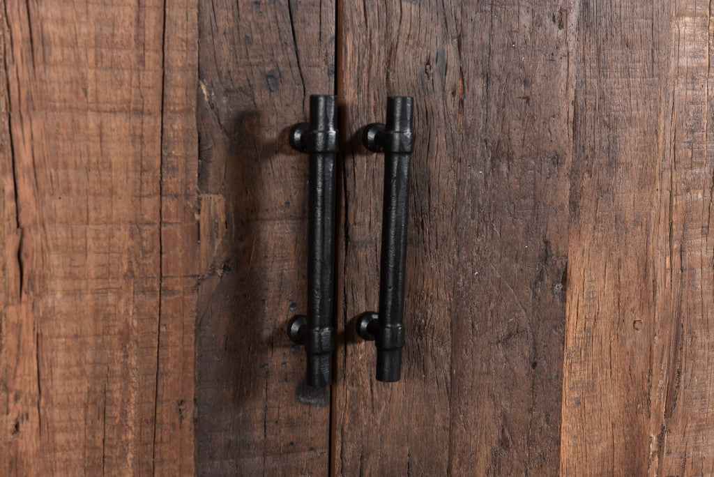 100" Dark Brown Distressed Reclaimed Wood Sideboard with Six Doors