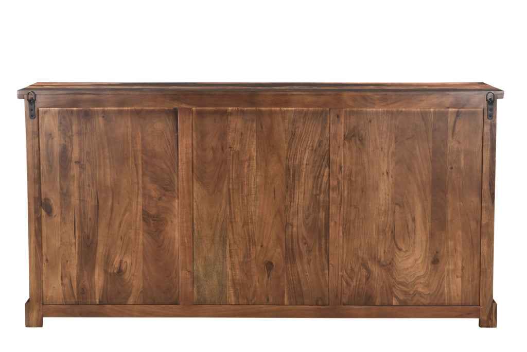 72" Dark Brown Solid Wood Live Edge Sideboard with Six Doors