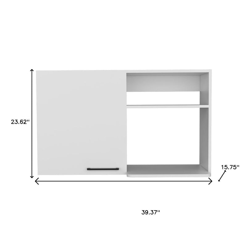 39" White Wood Wall Mounted Accent Cabinet With Single Door - Kitchen & Dining