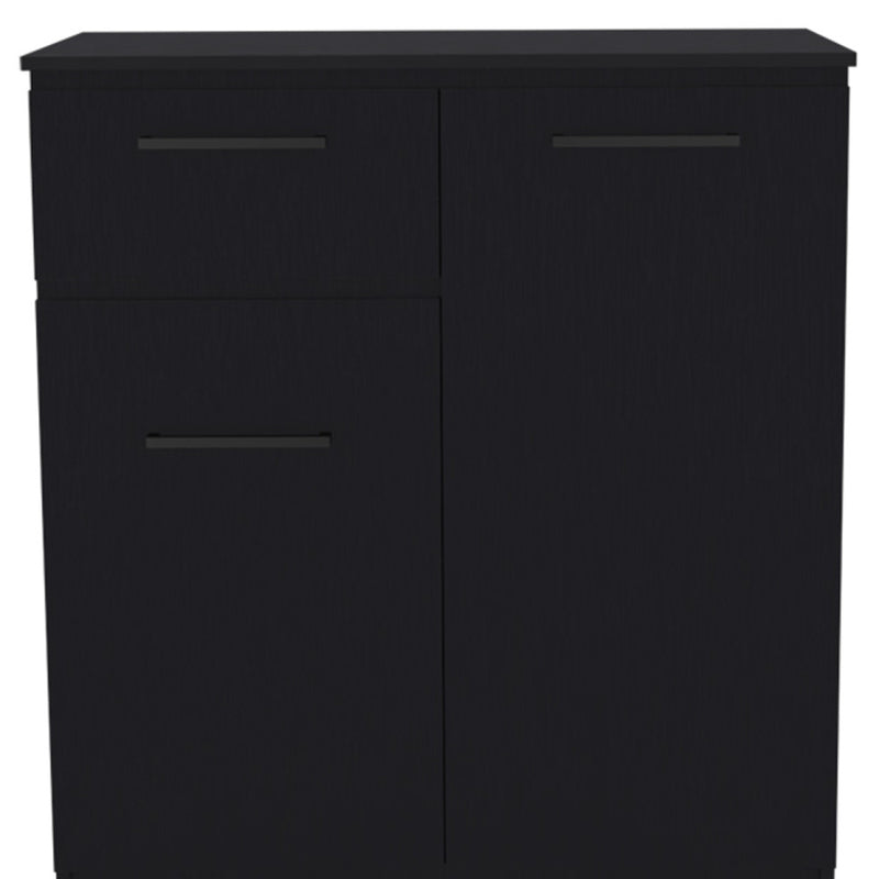 37" Black Wood Accent Cabinet With Two Doors And One Drawer - Kitchen & Dining