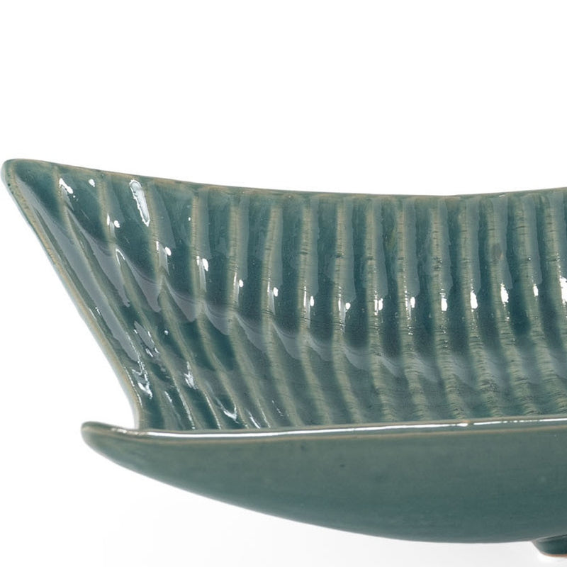 20" Teal Blue Ceramic Boat Vanity Tray - Kitchen & Dining