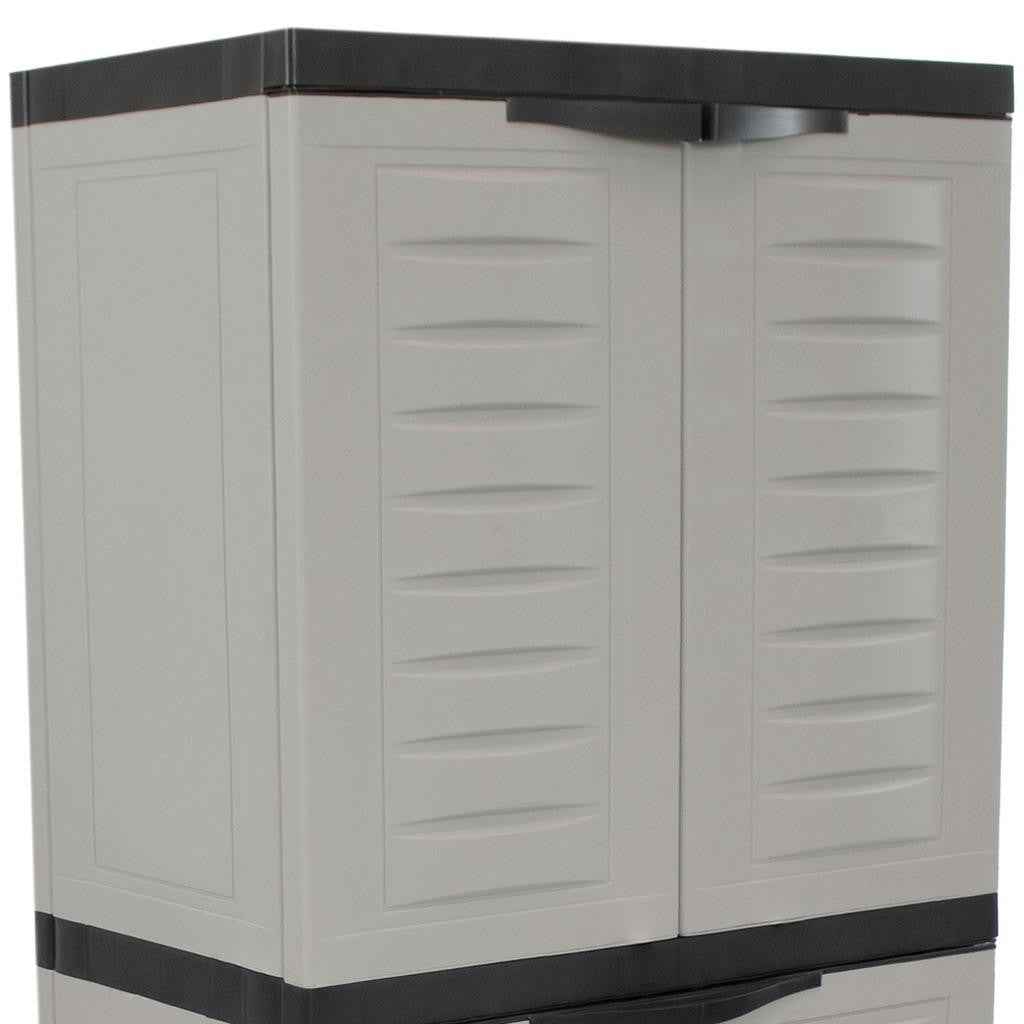 57" Black And Gray Heavy Duty Plastic Four Door Utility Cabinet