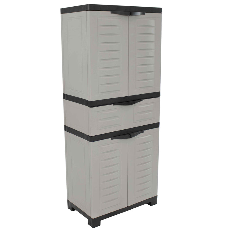 57" Black And Gray Heavy Duty Plastic Four Door Utility Cabinet