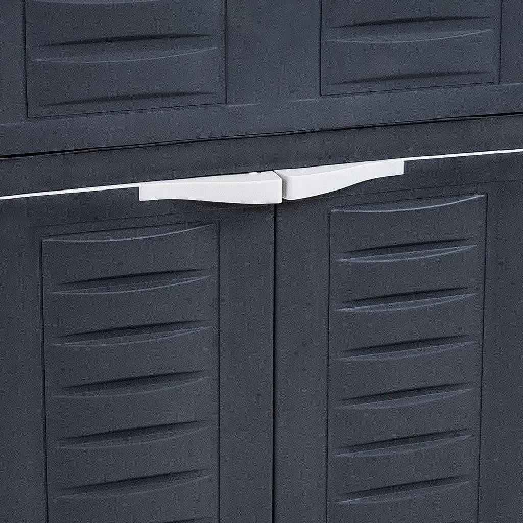 35" Dark Gray Heavy Duty Plastic Two Door One Drawer Utility Cabinet