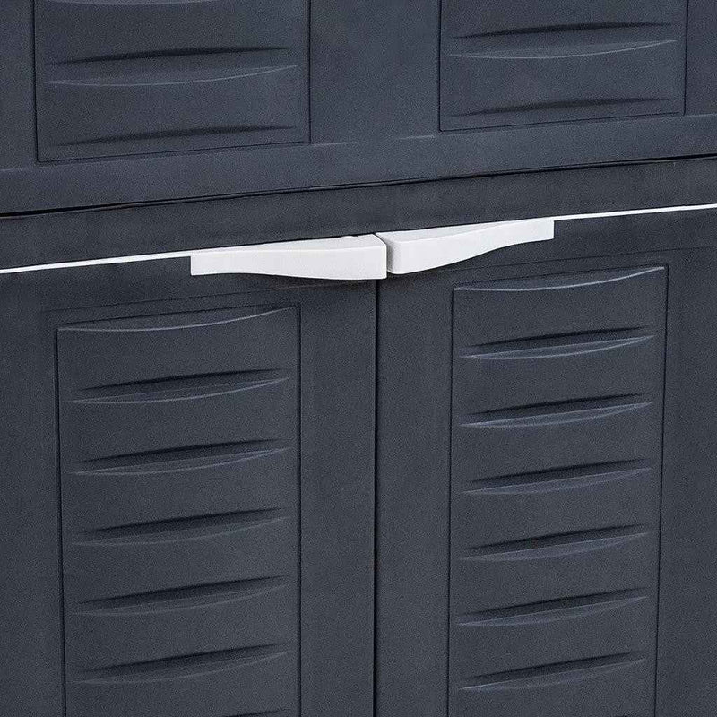 35" Dark Gray Heavy Duty Plastic Two Door One Drawer Utility Cabinet