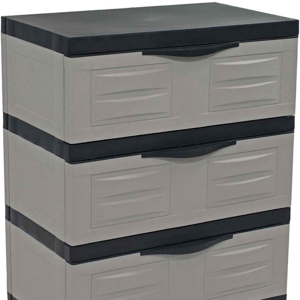 30" Gray And Black Heavy Duty Plastic Three Drawer Utility Cabinet Default Title
