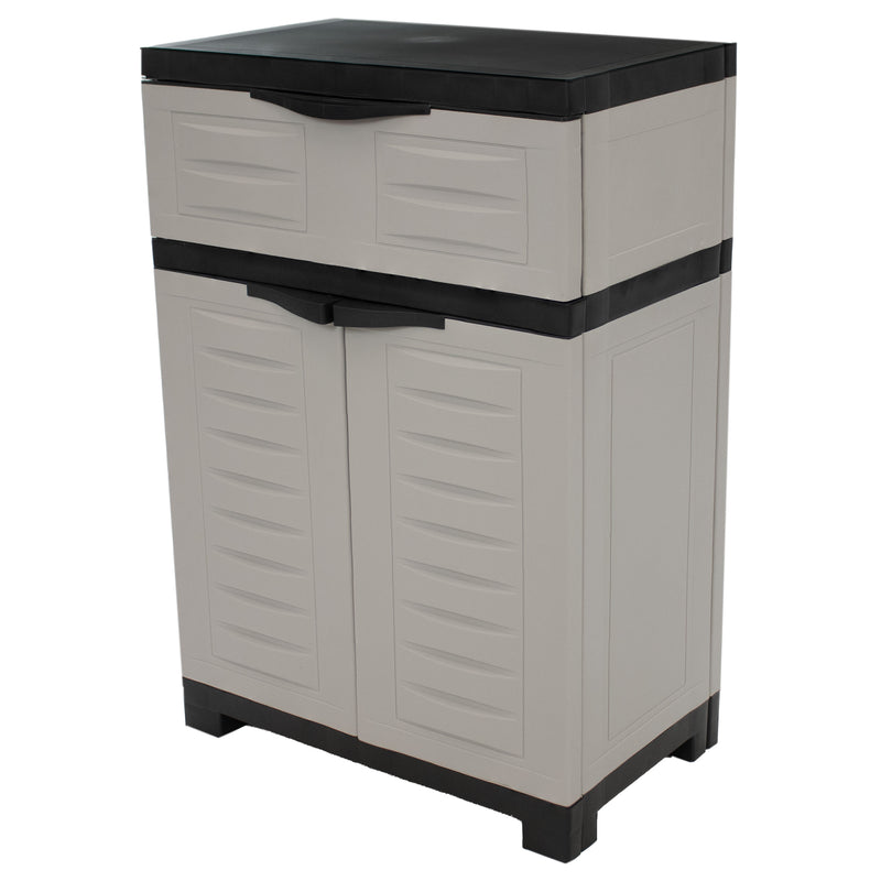 24" Gray Plastic Accent Cabinet With Two Doors And One Drawer - Kitchen & Dining