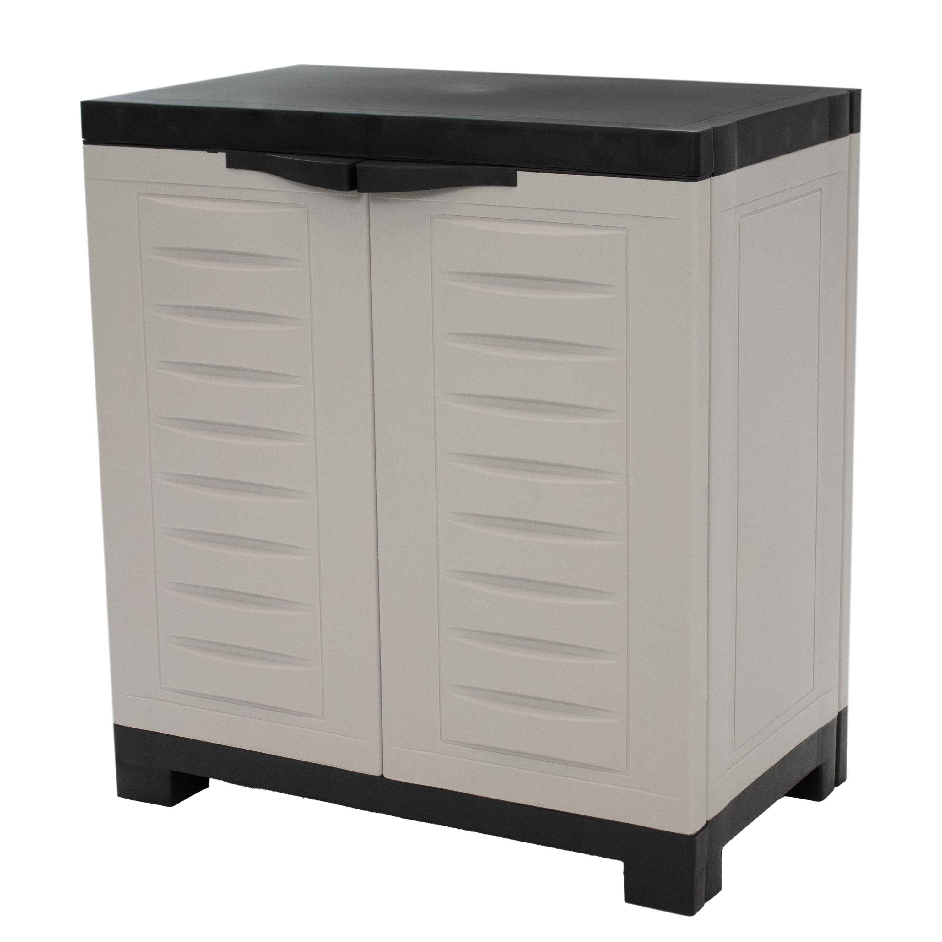 26" Gray And Black Heavy Duty Plastic Two Door Utility Cabinet