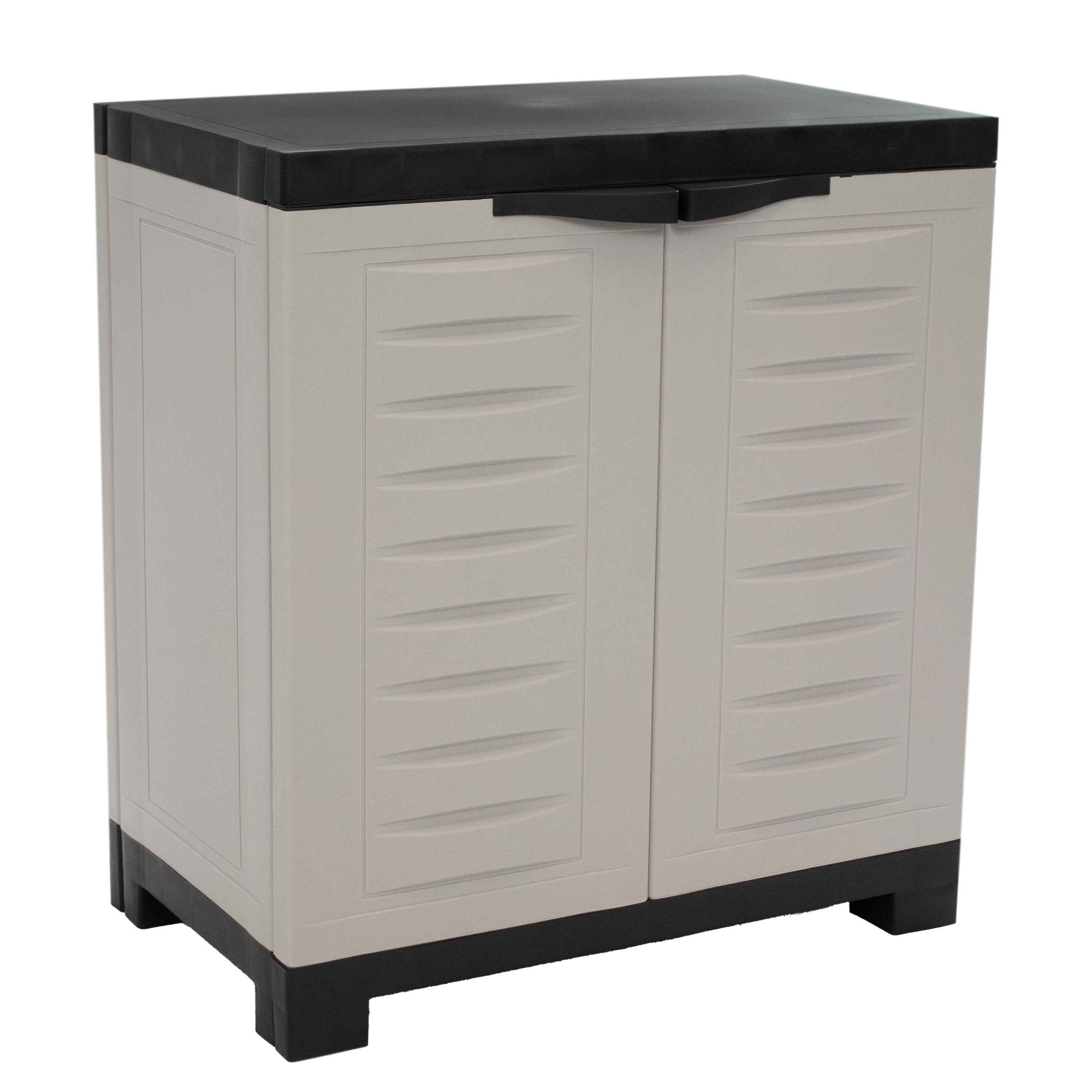 26" Gray And Black Heavy Duty Plastic Two Door Utility Cabinet