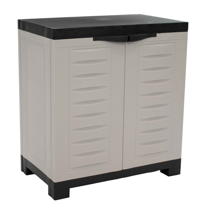 26" Gray And Black Heavy Duty Plastic Two Door Utility Cabinet