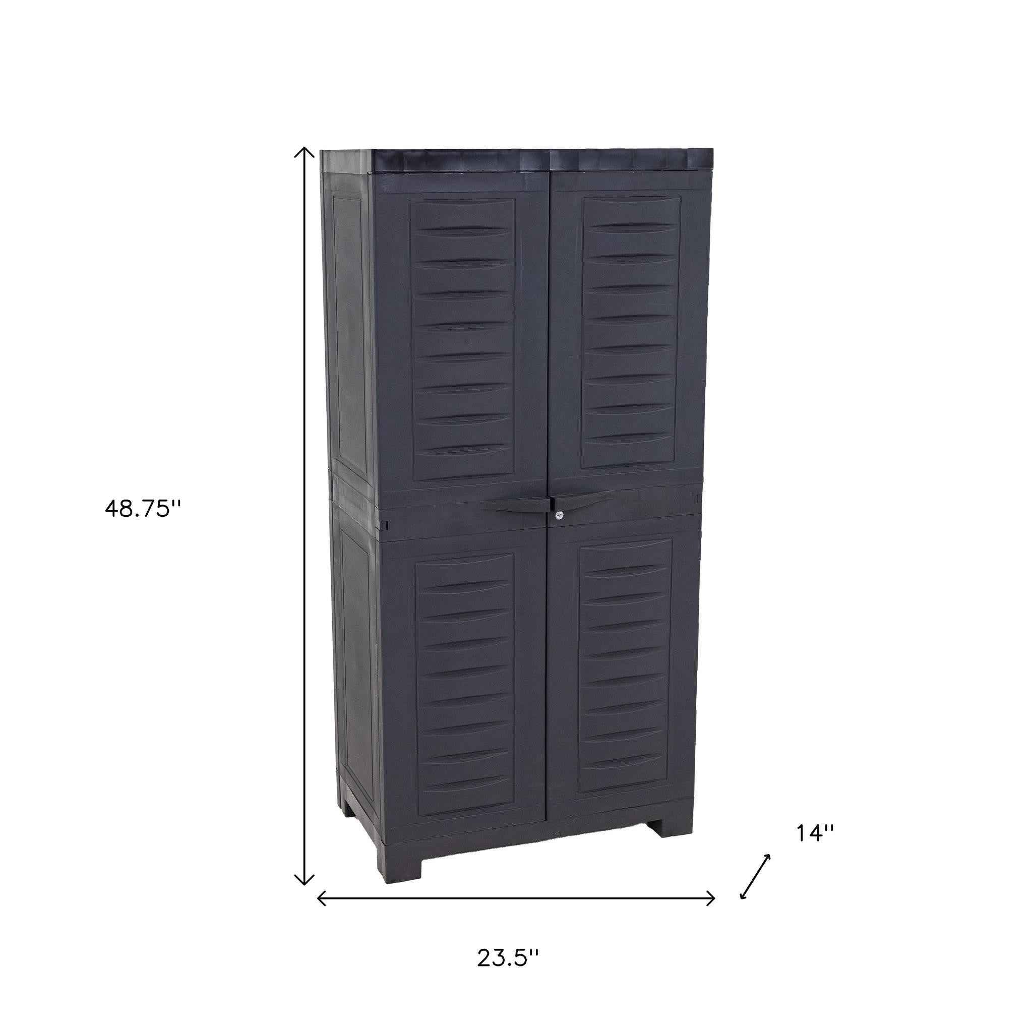 49" Dark Gray Heavy Duty Plastic Locking Two Door Utility Cabinet
