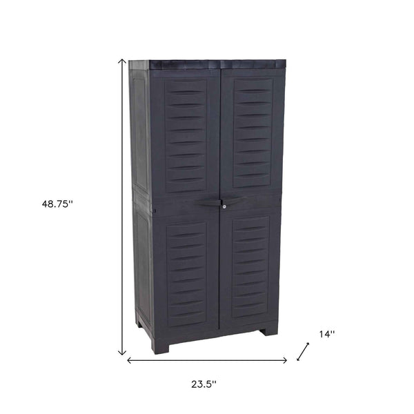 49" Dark Gray Heavy Duty Plastic Locking Two Door Utility Cabinet