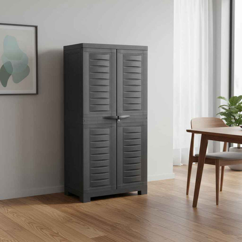 49" Dark Gray Heavy Duty Plastic Locking Two Door Utility Cabinet