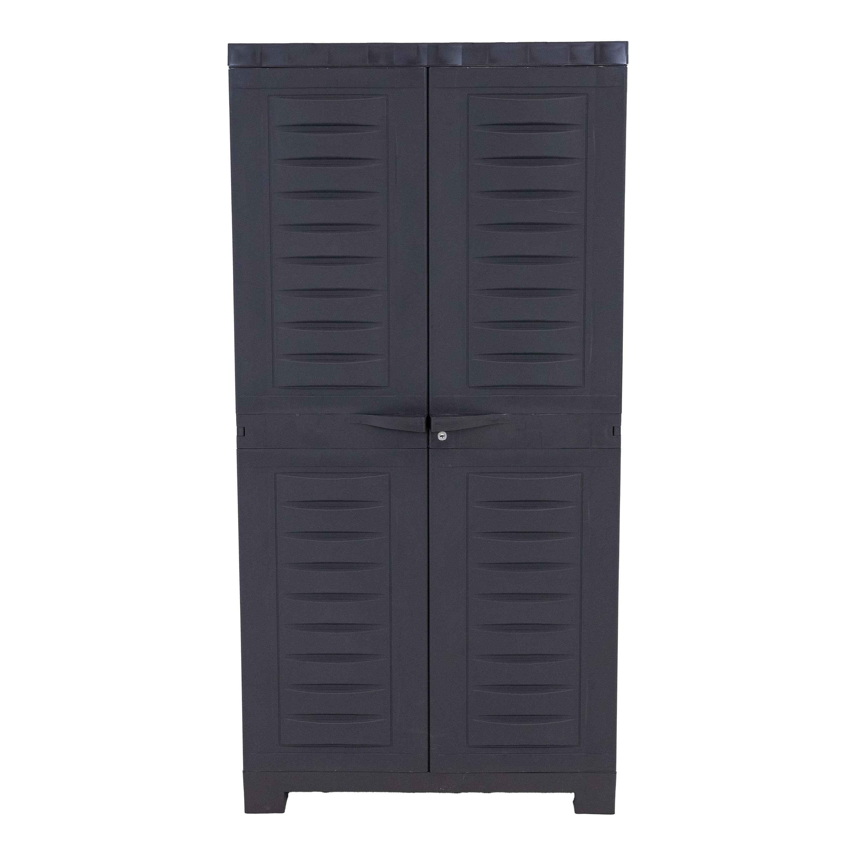 49" Dark Gray Heavy Duty Plastic Locking Two Door Utility Cabinet