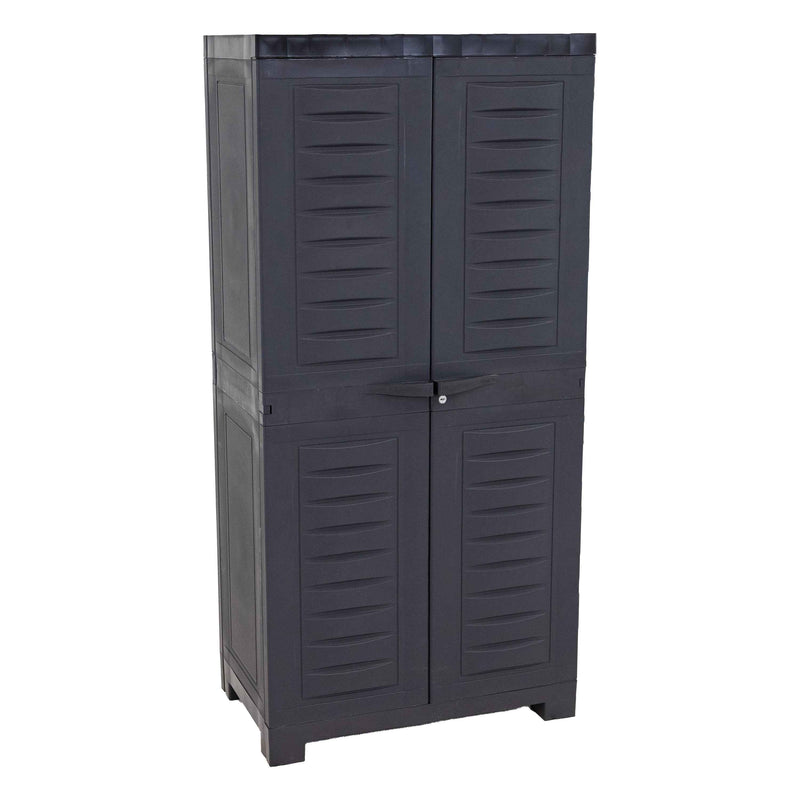 49" Dark Gray Heavy Duty Plastic Locking Two Door Utility Cabinet