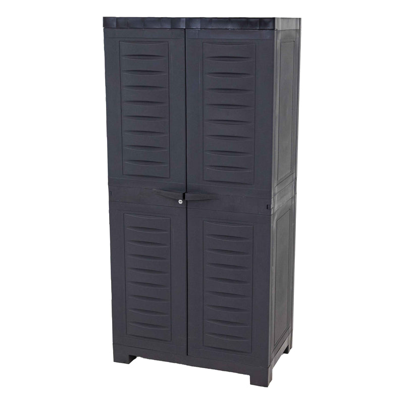 49" Dark Gray Heavy Duty Plastic Locking Two Door Utility Cabinet