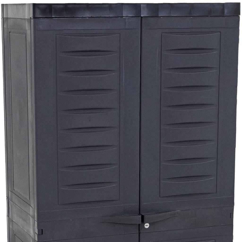 49" Dark Gray Heavy Duty Plastic Locking Two Door Utility Cabinet