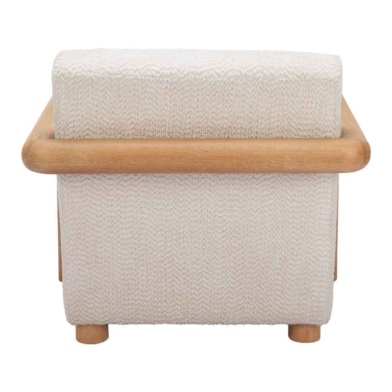 36" White And Natural Upholstered Arm Chair