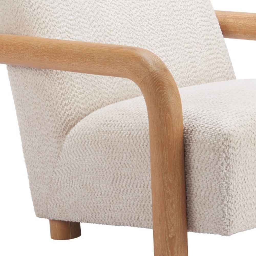 36" White And Natural Upholstered Arm Chair