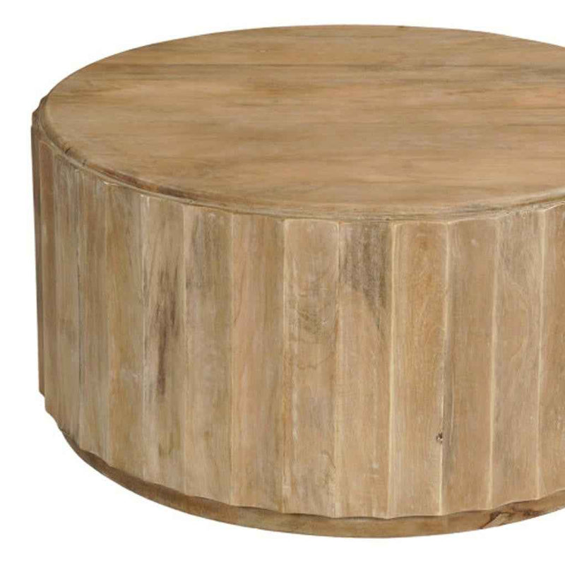 36" Brown Solid Wood Round Solid Coffee Table