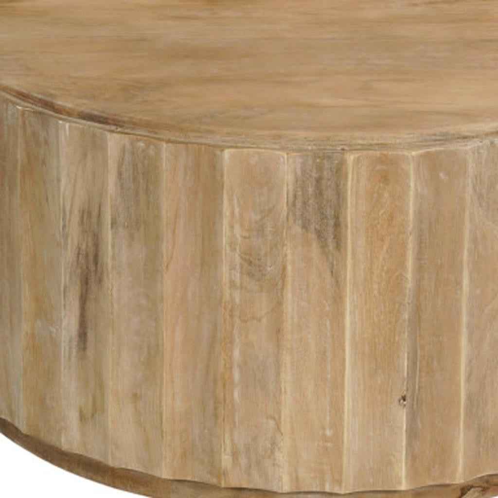 36" Brown Solid Wood Round Solid Coffee Table