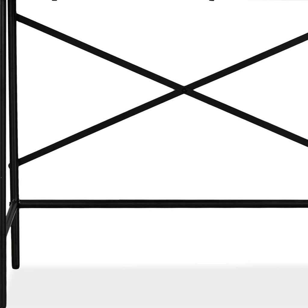 41" Black Natural And White Wood and Iron Vanity Table With Mirror And Lights