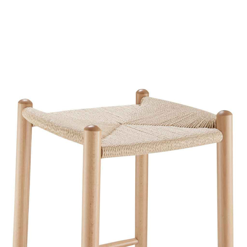 27" Natural Rush and Solid Wood Backless Counter Height Bar Chair